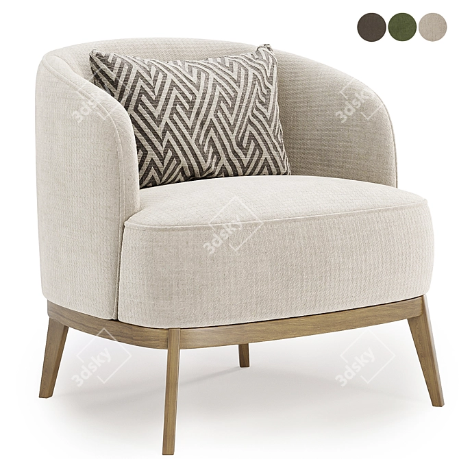 Elegant Megan Armchair in 3 Fab Colors 3D model image 2