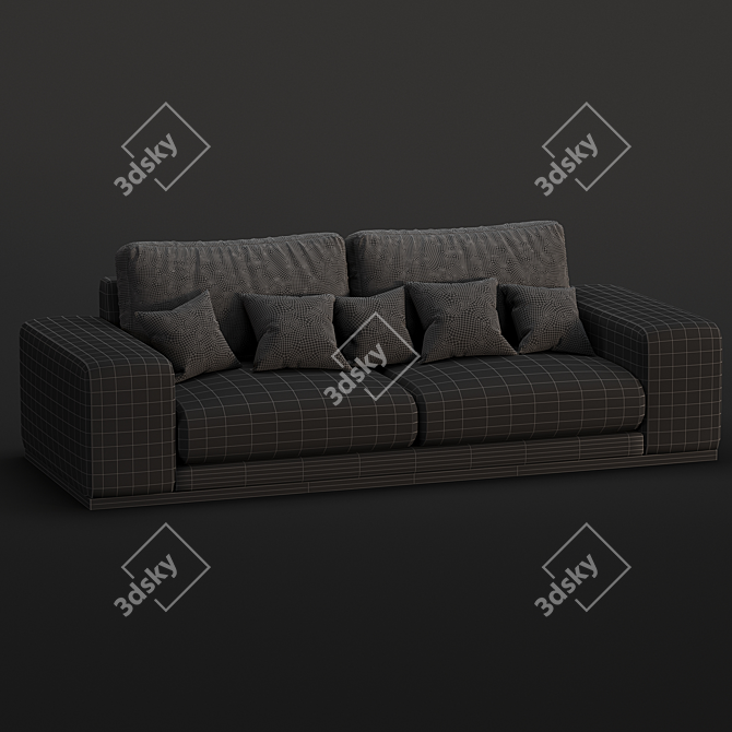 Sleek Denver 3-Seater Sofa 3D model image 4