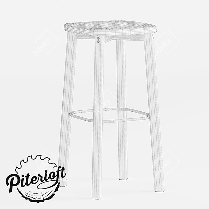 Loyd Oak Bar Stool 3D model image 2