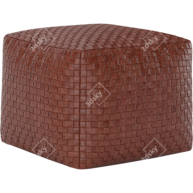 Elegant Woven Leather Pouf 3D model image 1