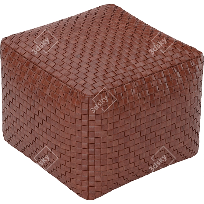 Elegant Woven Leather Pouf 3D model image 2