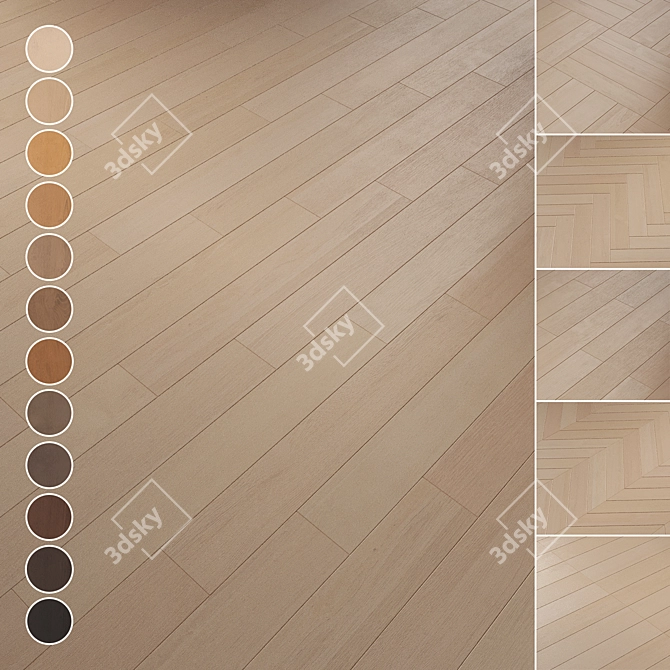 Oak Parquet Flooring Collection 3D model image 1