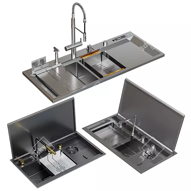 Asras Sink Set Bundle 3D model image 1