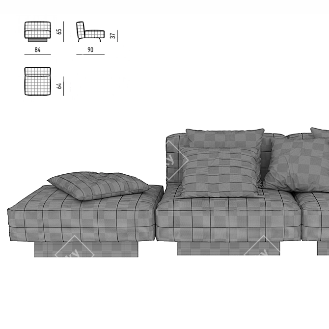  Contemporary Minotti Twiggy Sofa 3D model image 3