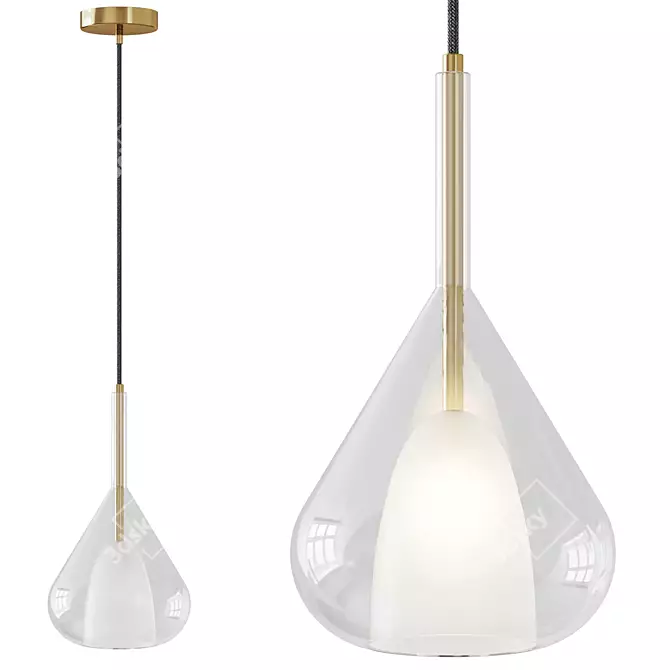 Sleek Glass Cone Pendant Light 3D model image 1