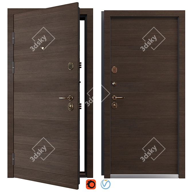 Premium Status Metal Entry Door 3D model image 1