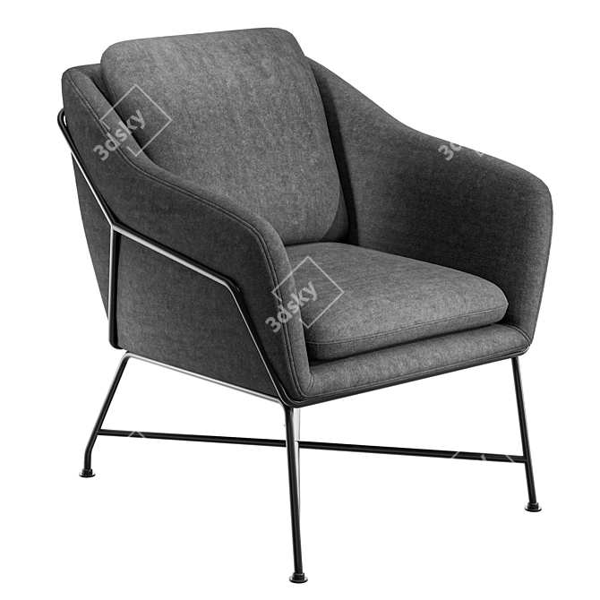 Modern Dark Gray Accent Chair 3D model image 1