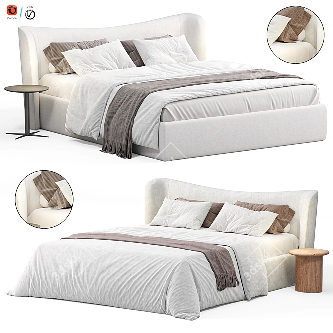 Modern Elegance: Pianca Embrace Bed 3D model image 1