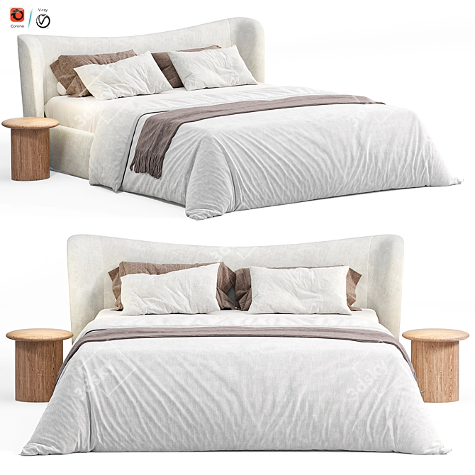 Modern Elegance: Pianca Embrace Bed 3D model image 3