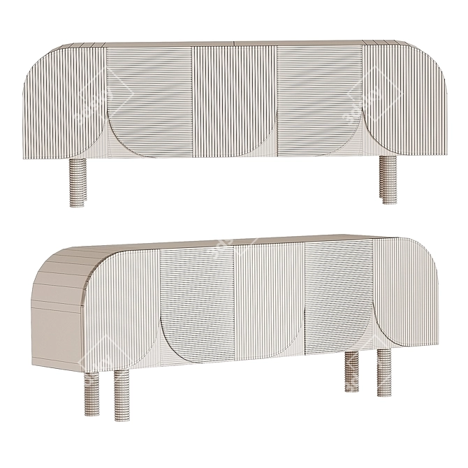 Elegant Palma Cabinet in Muted Tones 3D model image 4
