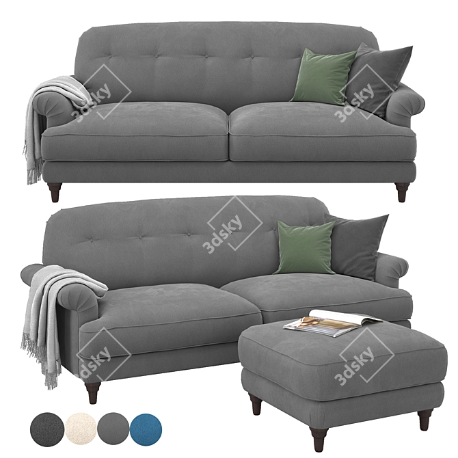 Ikea Esseboda 3-Seat Sofa Set 3D model image 1