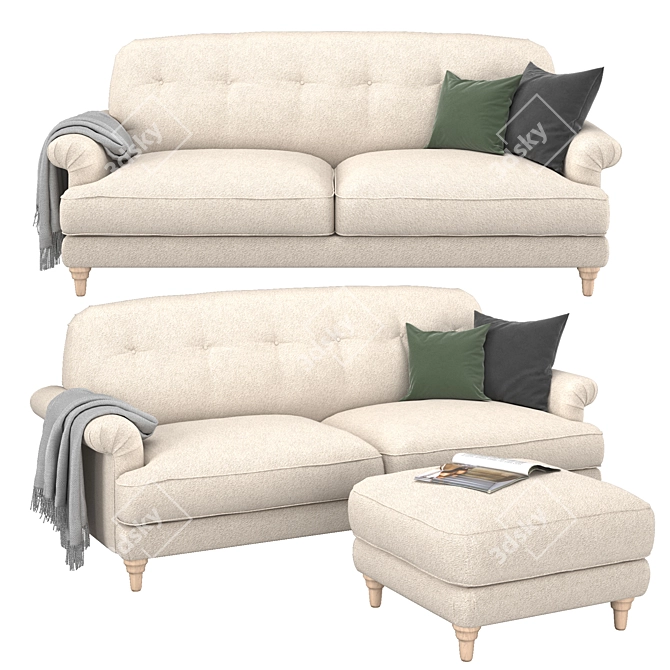 Ikea Esseboda 3-Seat Sofa Set 3D model image 2