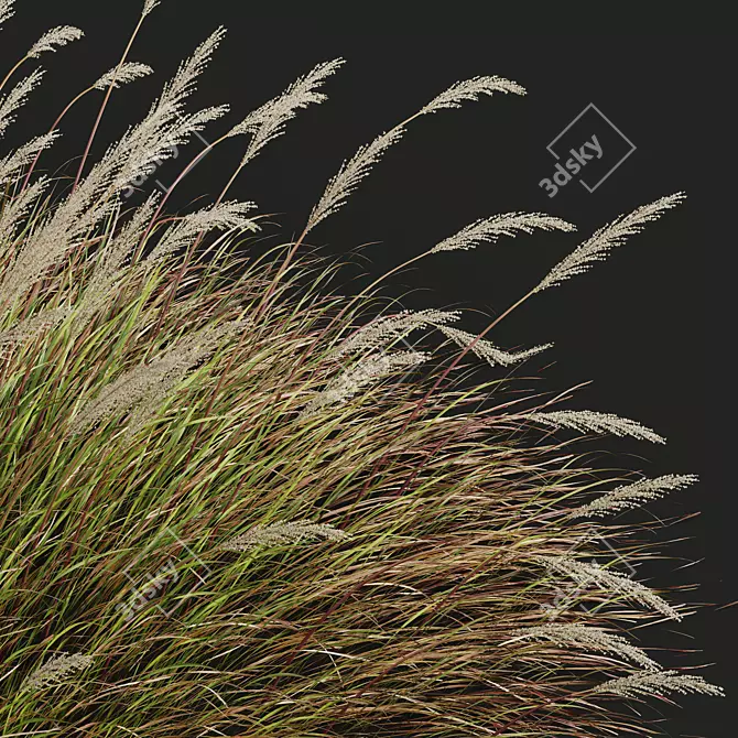 Golden-Spiked HQ Grass Ornament 3D model image 2