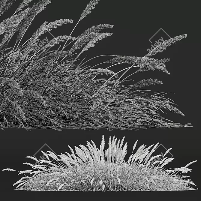 Golden-Spiked HQ Grass Ornament 3D model image 5
