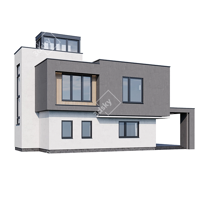 Contemporary Individual House Model 3D model image 2