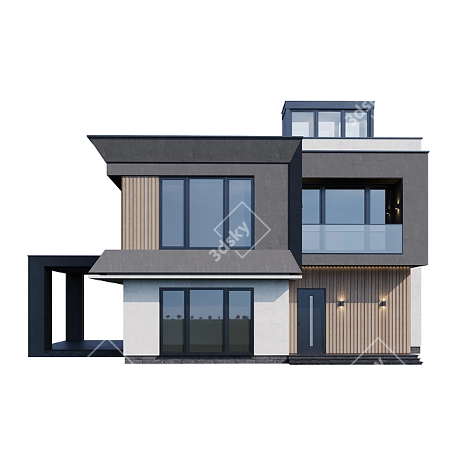 Contemporary Individual House Model 3D model image 3