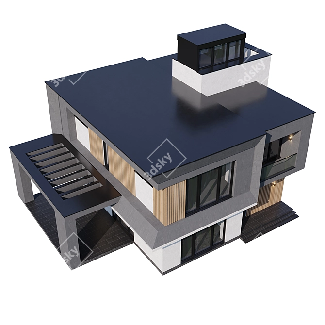 Contemporary Individual House Model 3D model image 4