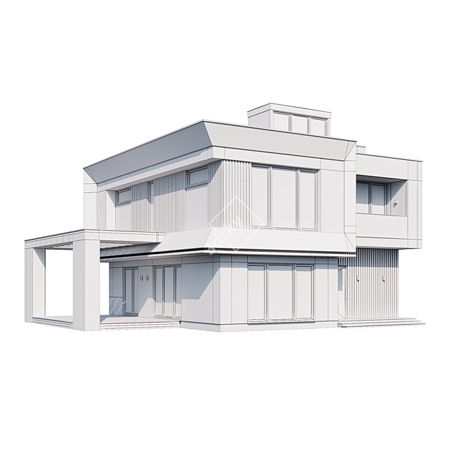 Contemporary Individual House Model 3D model image 6