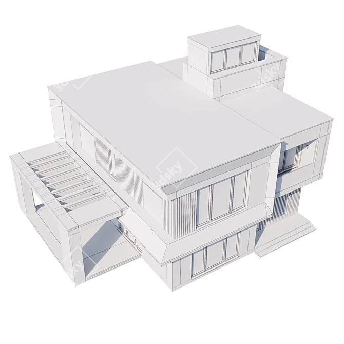 Contemporary Individual House Model 3D model image 7