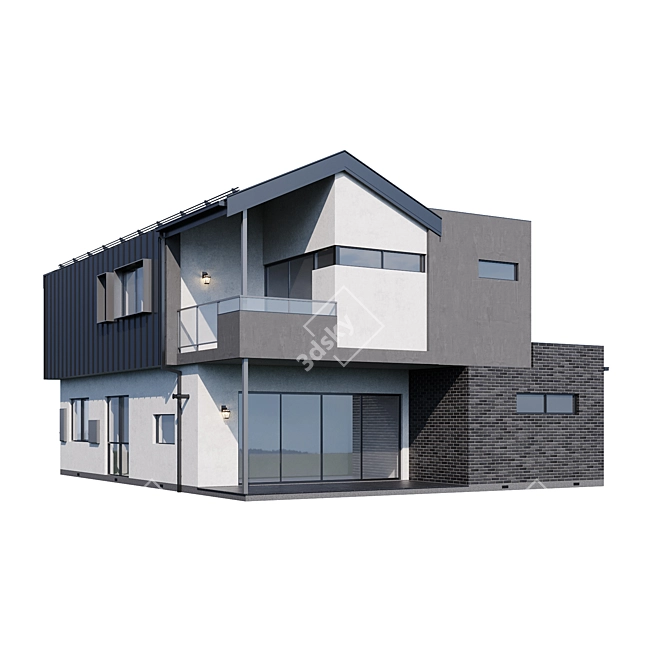 Modern Manor House 3D Model 3D model image 2