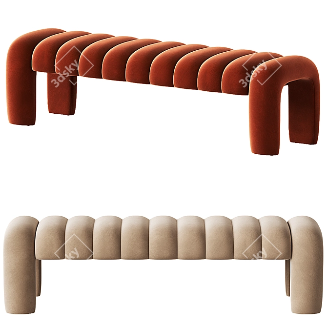 Luxury Velvet Willis Bench 3D model image 2