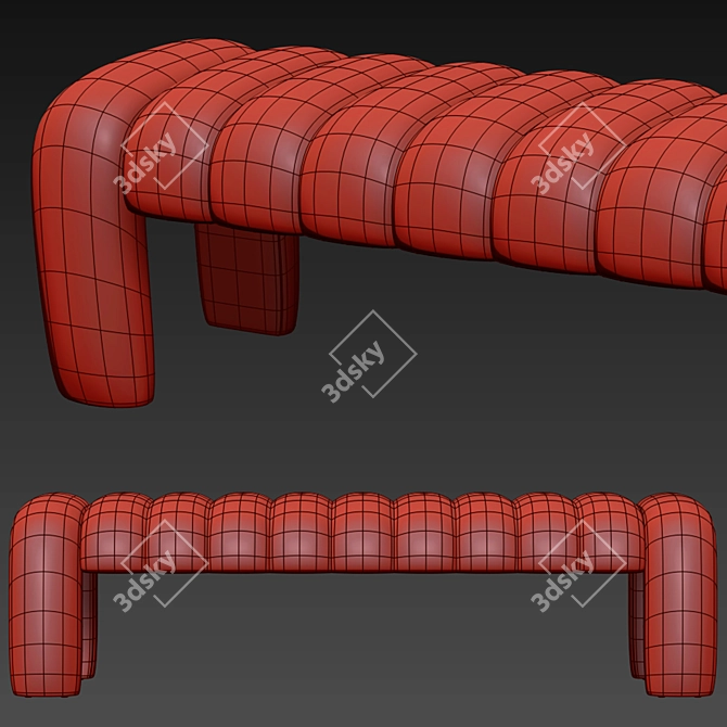 Luxury Velvet Willis Bench 3D model image 5