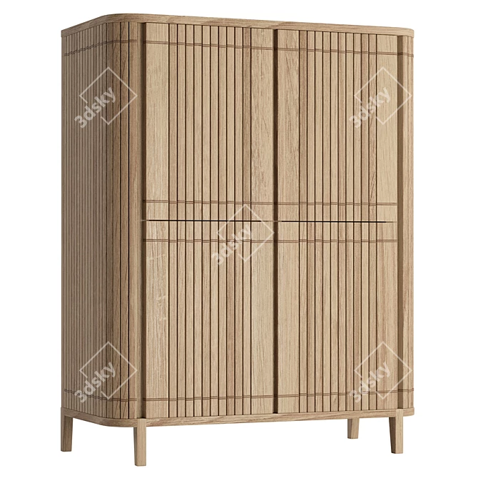  Koppar Teak Cupboard with 4 Doors 3D model image 1