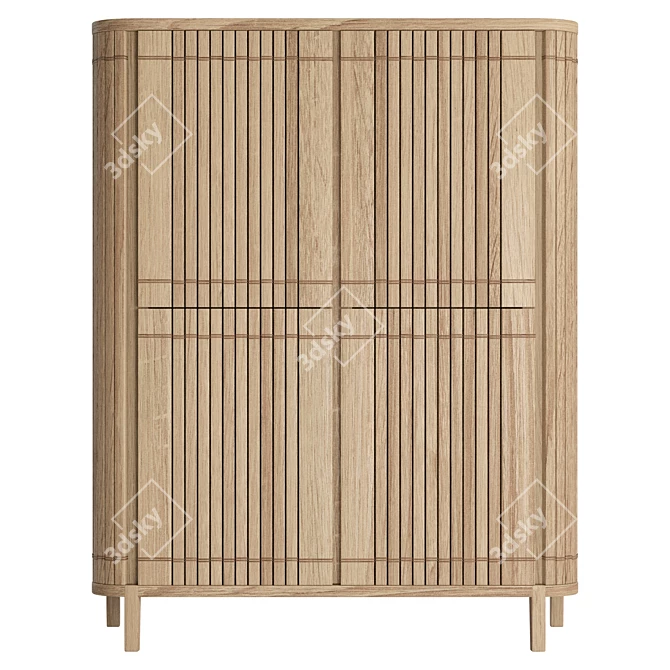  Koppar Teak Cupboard with 4 Doors 3D model image 2