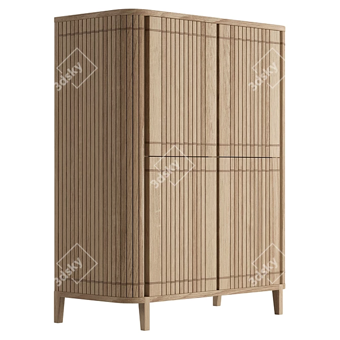  Koppar Teak Cupboard with 4 Doors 3D model image 4