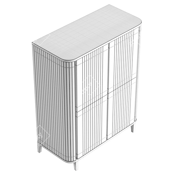  Koppar Teak Cupboard with 4 Doors 3D model image 6