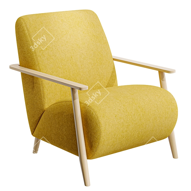 Elegant Mustard Accent Chair 3D model image 1