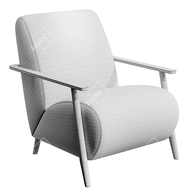 Elegant Mustard Accent Chair 3D model image 2