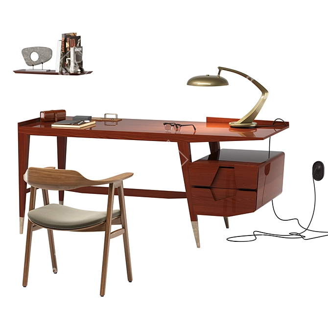 Luxury Mid Century Office Set 3D model image 1