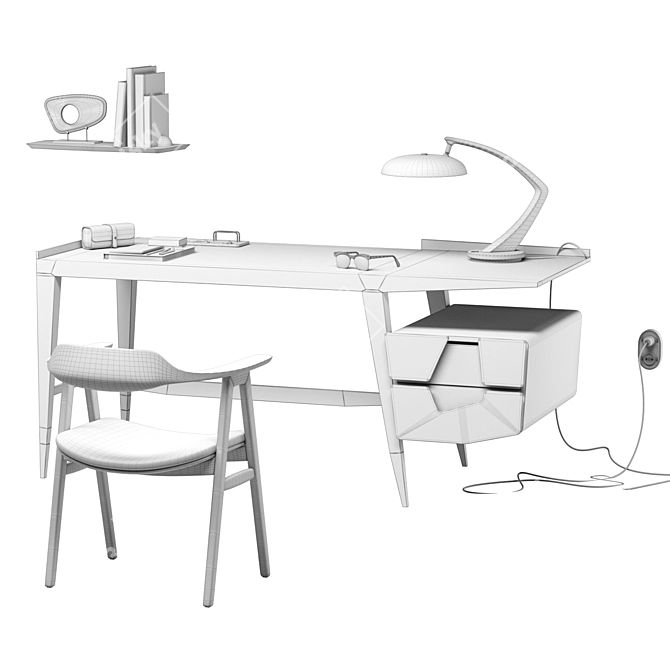 Luxury Mid Century Office Set 3D model image 2
