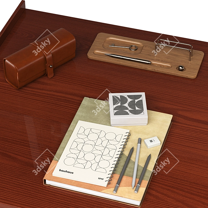 Luxury Mid Century Office Set 3D model image 7