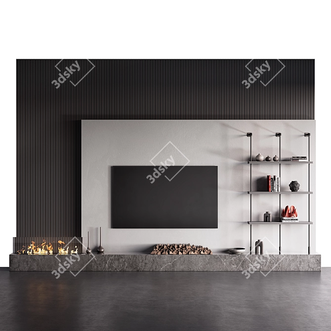 Fireplace Wall Composition with Decor 3D model image 1