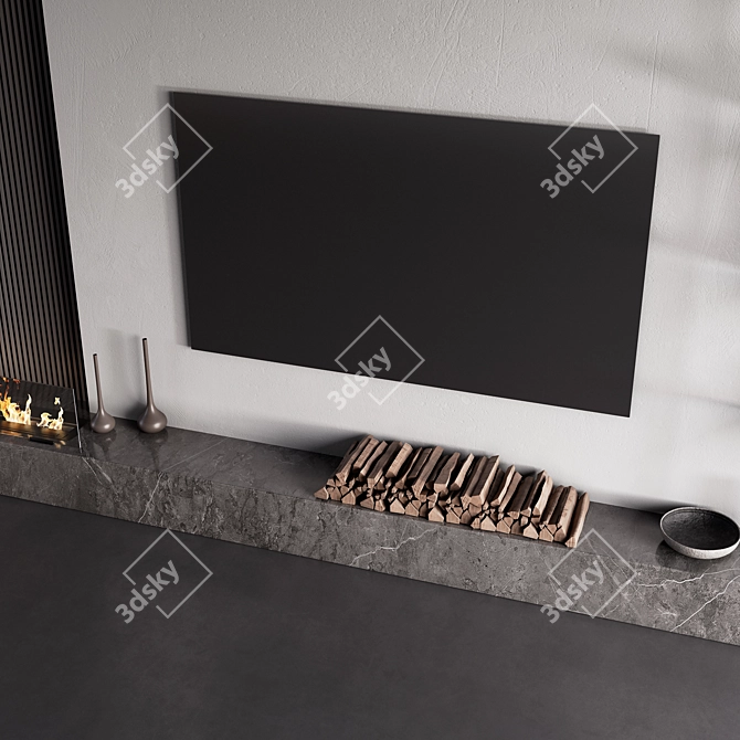 Fireplace Wall Composition with Decor 3D model image 3
