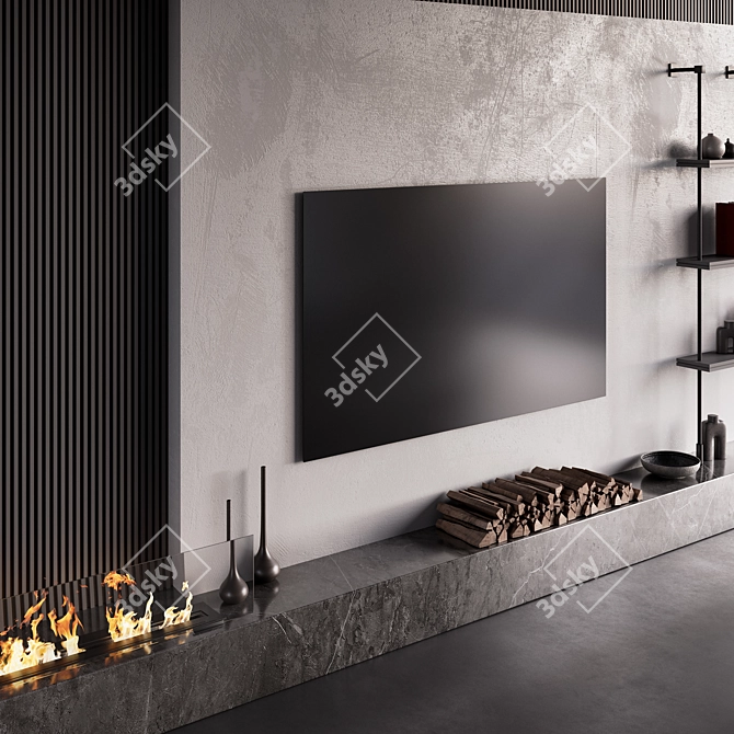 Fireplace Wall Composition with Decor 3D model image 5