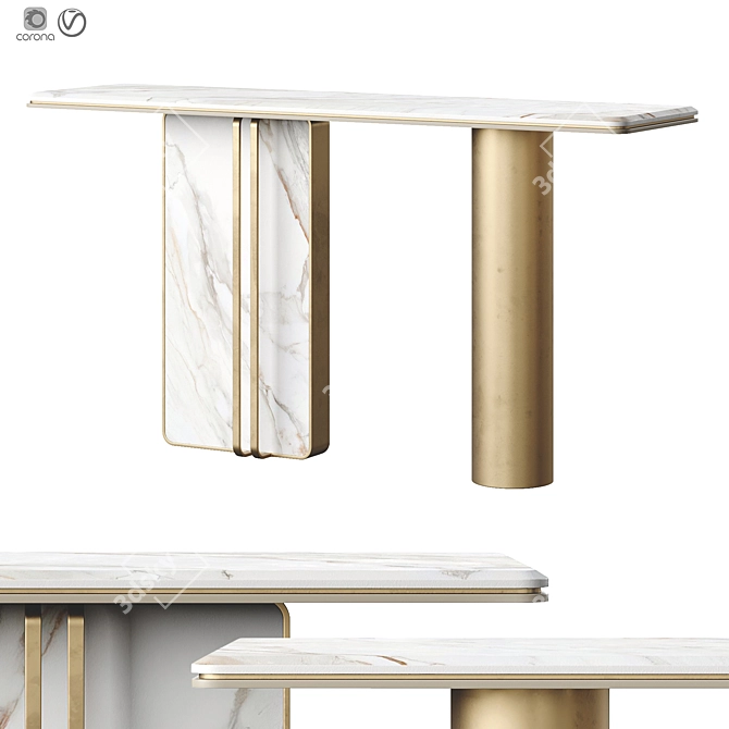 Sleek Marble Modern Console Table 3D model image 1
