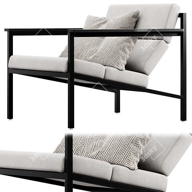 Contemporary Halifax Armchair with Plush Accessories 3D model image 7