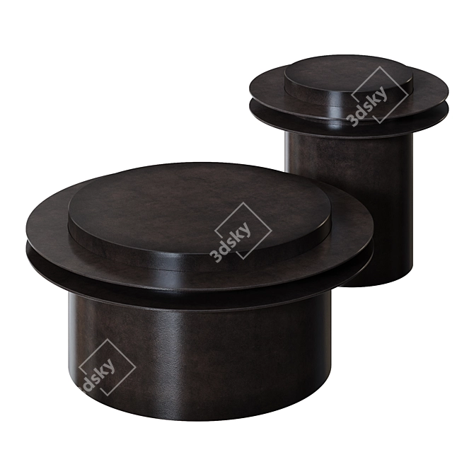 Elegant Metal RING Coffee Tables 3D model image 1
