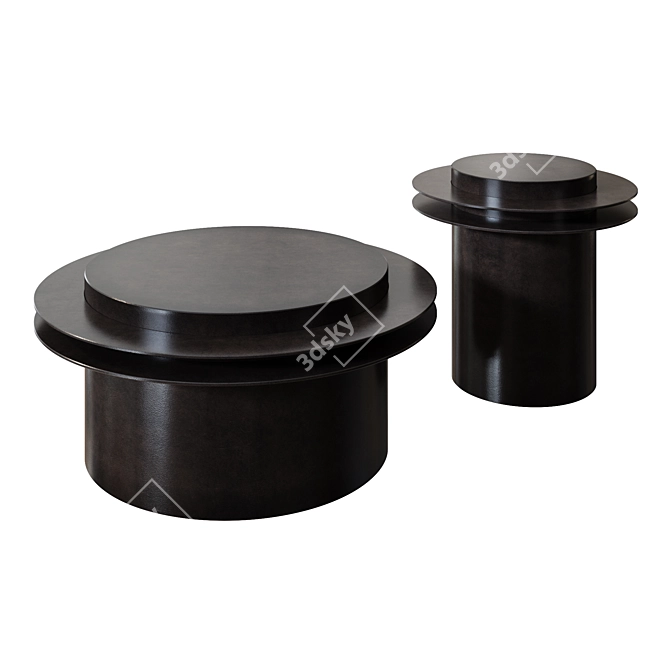 Elegant Metal RING Coffee Tables 3D model image 2