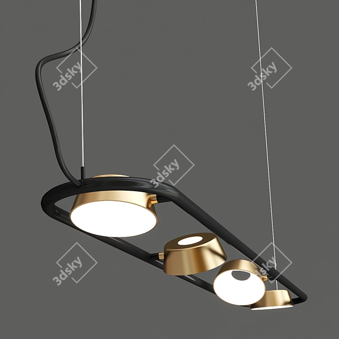 Modern Olo Linear Pendant Light 3D model image 2