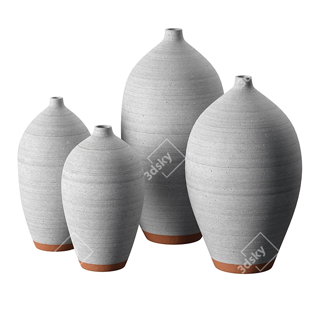 Stone Texture White Glazed Vessels 3D model image 1
