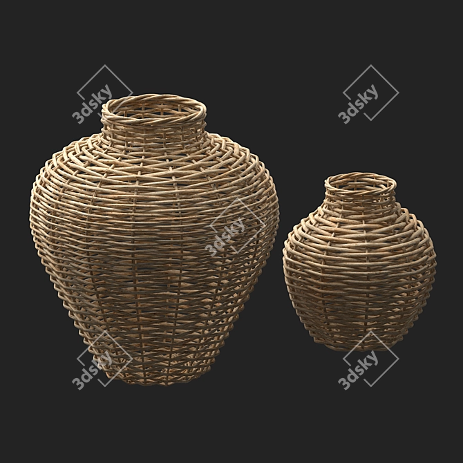 Handcrafted Arurog Wicker Vases 3D model image 3