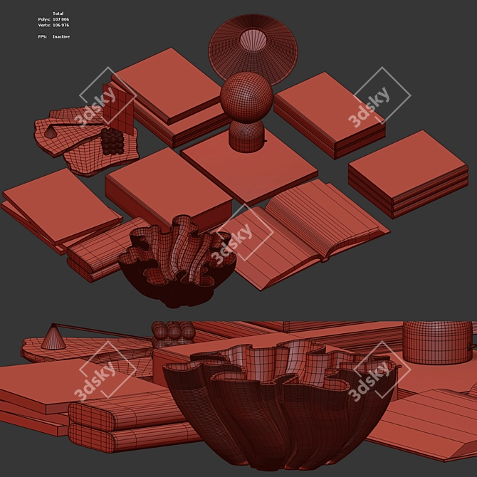 Modern Table Decor Set 3D model image 7