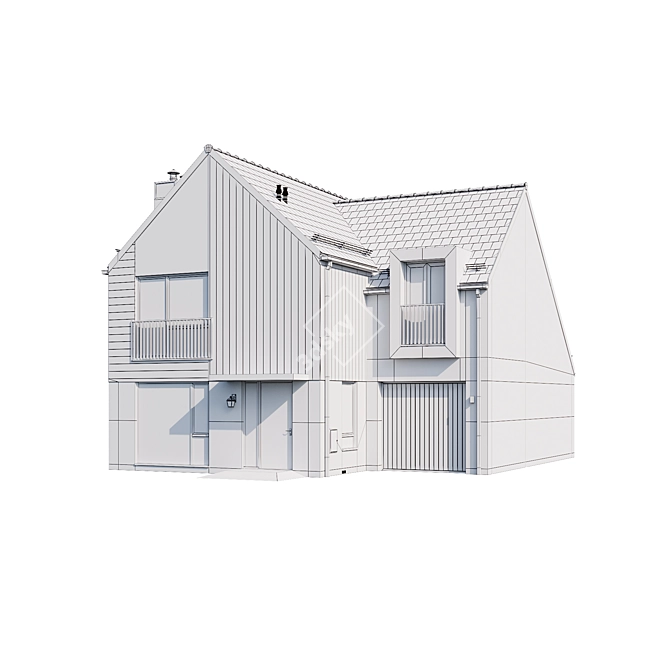 Modern Individual Mansion Model 3D model image 6