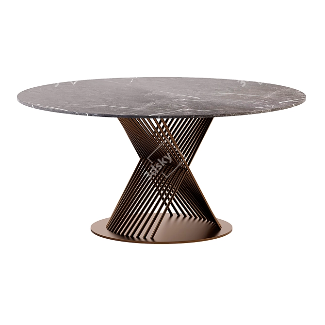 Modern Aluminum Round Garden Table 3D model image 2