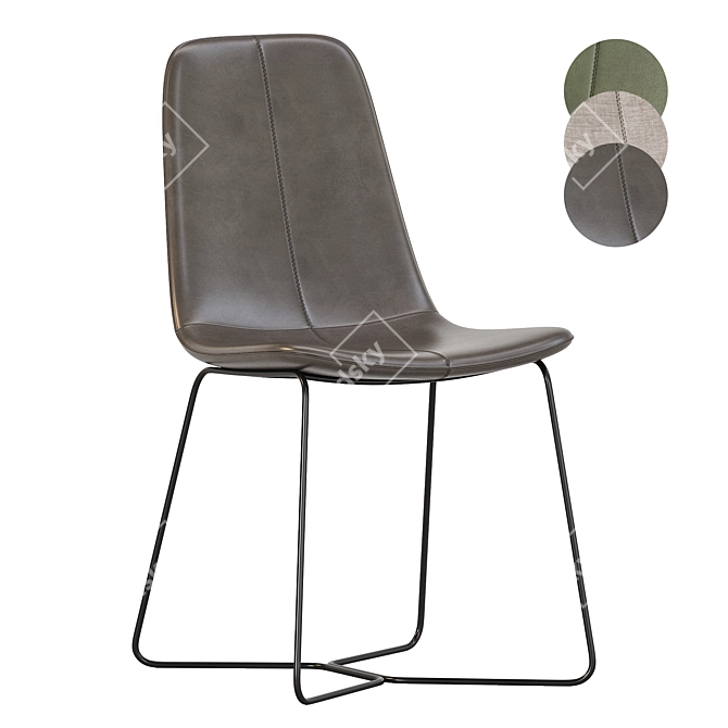 Modern Leather Slope Dining Chair 3D model image 2