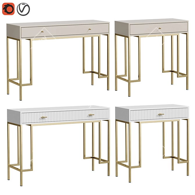 ISIDA Console Set, MDF, Brass Legs 3D model image 1